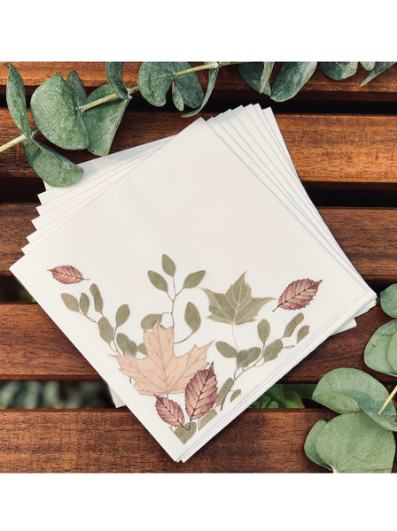 Modern Fall Leaves Cocktail Napkins